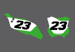 Kawasaki Stealth Factory Backing Pre Printed number decal Set - choose your name, # , colorway