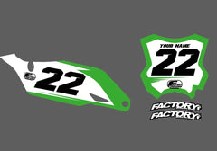 Kawasaki Basic Factory Backing Pre Printed number decal Set - choose your name, # , colorway